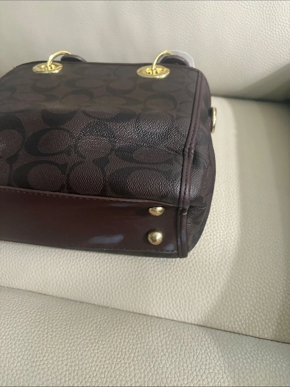 Coach Brown Signature Mini Satchel with Gold Hardware